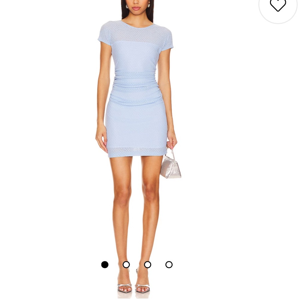 Amanda Uprichard Light Blue Short Sleeve Ruched Bodycon Dress
